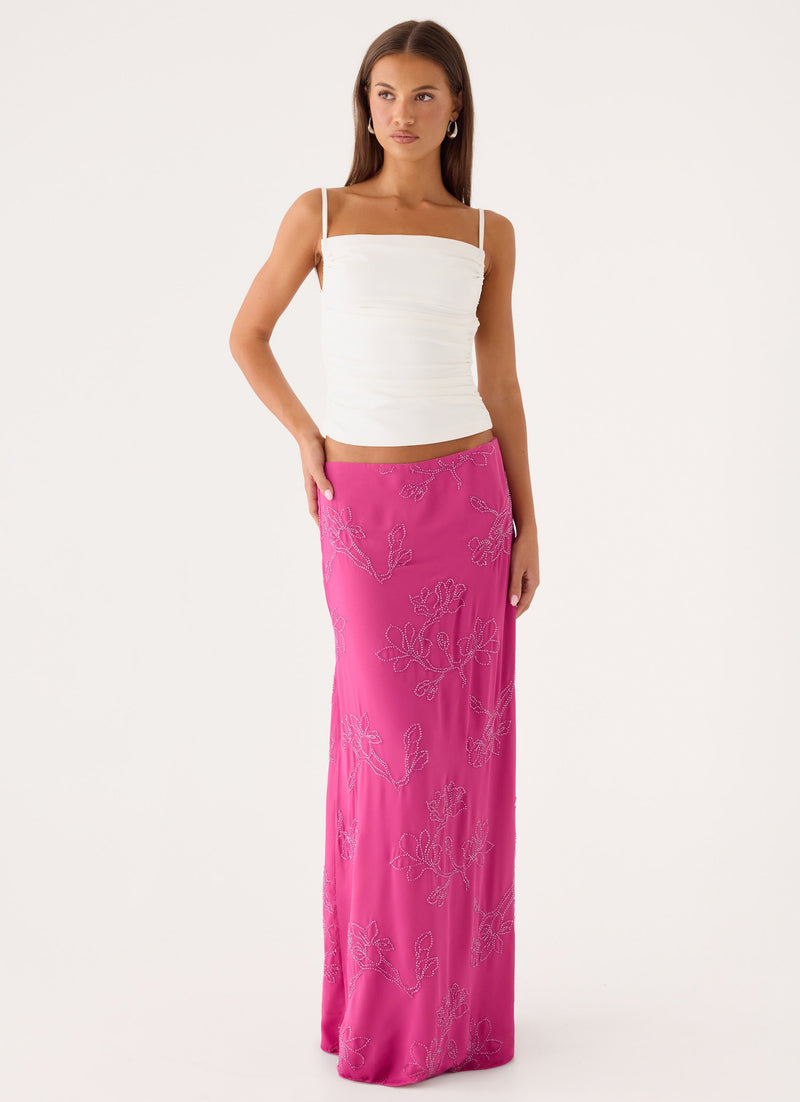 Secret Spot Maxi Skirt - Berry Kiss