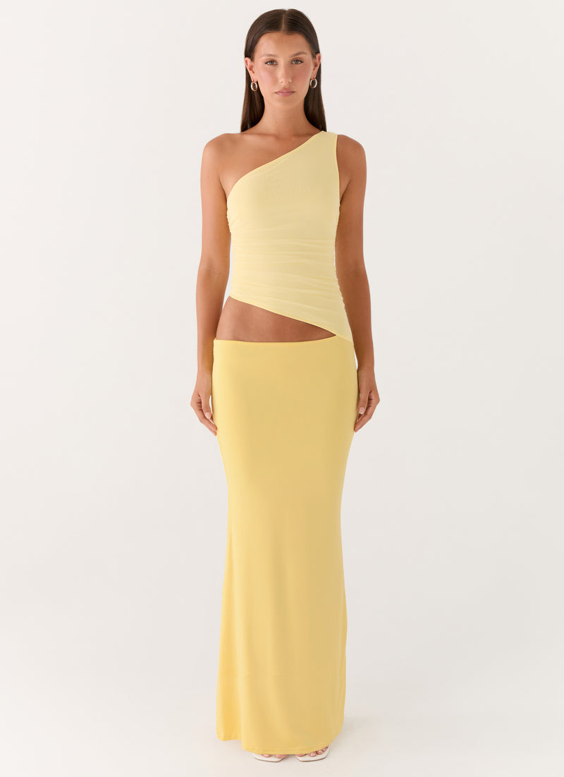 Seranella One Shoulder Maxi Dress - Lemon
