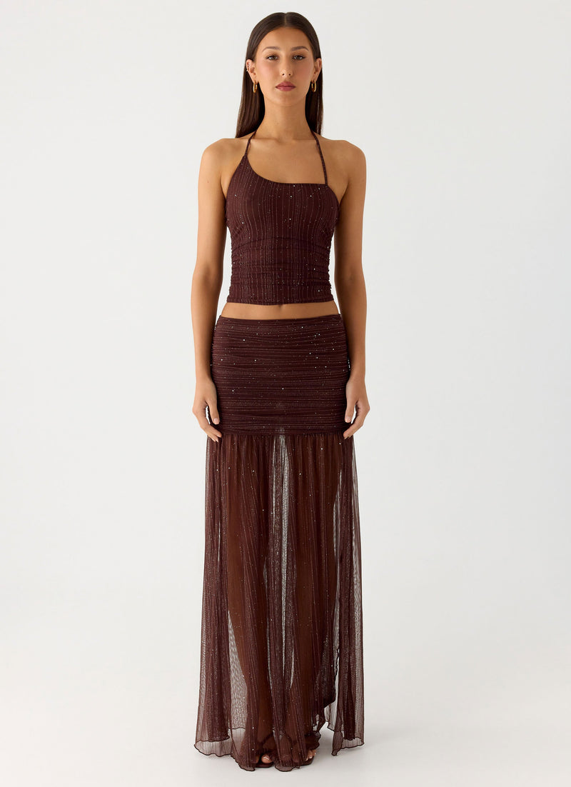 Sparkling Night Maxi Skirt - Chocolate