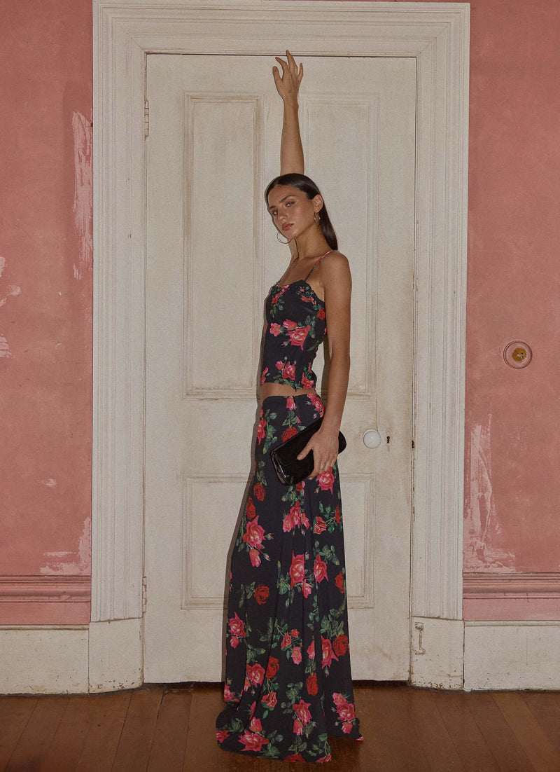 Star Girl Chiffon Maxi Skirt - Midnight Bloom