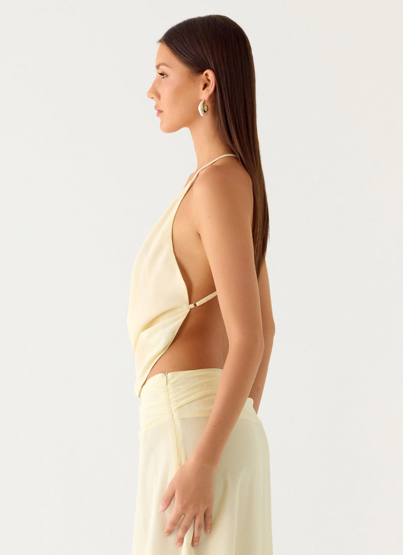 Sweet Charm Cowl Neck Top - Ivory