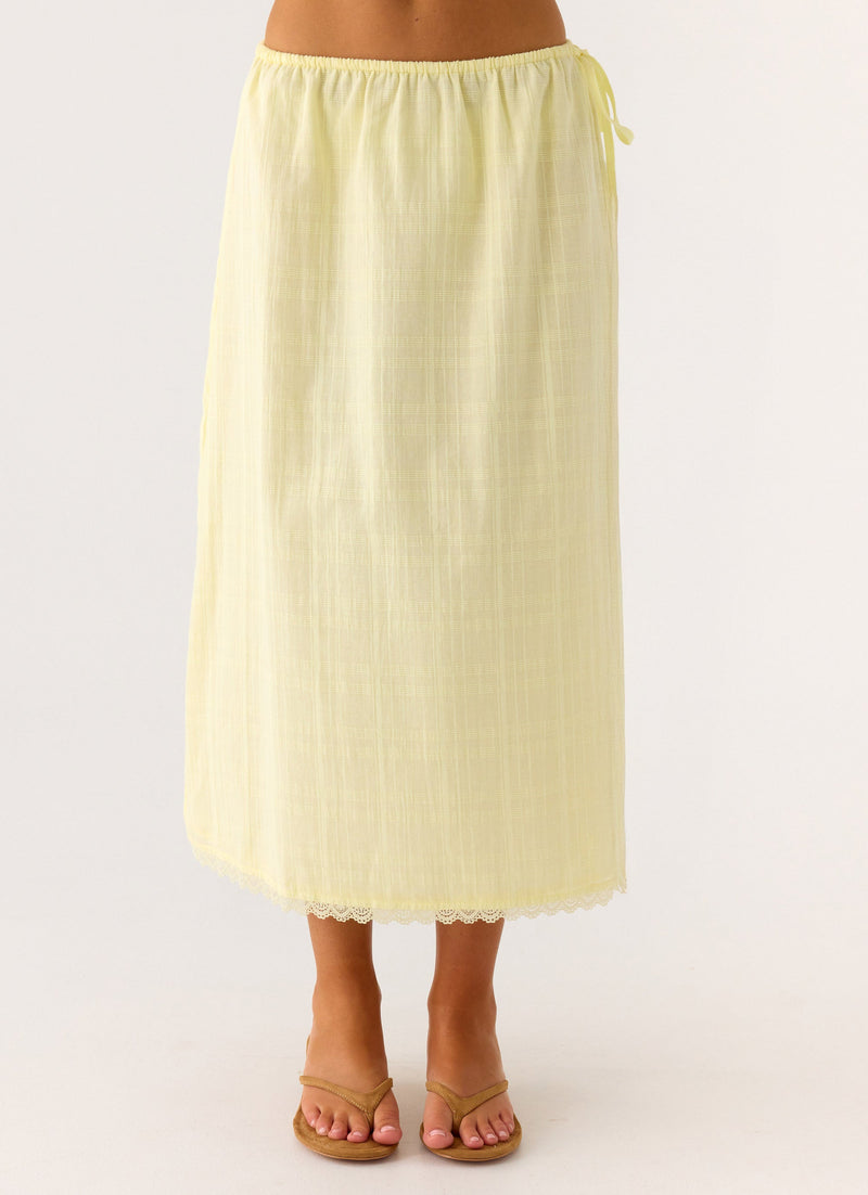 Sweet Lullaby Midi Skirt - Lemon Yellow