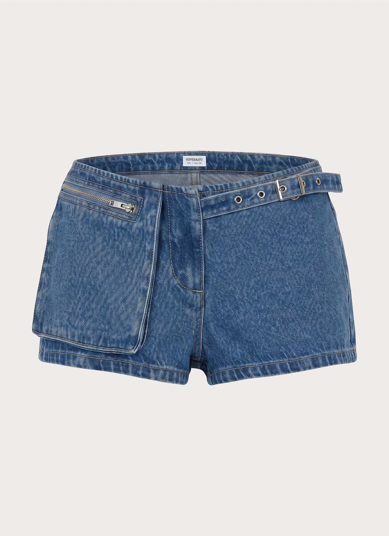 Tatina Denim Mini Shorts - Blue