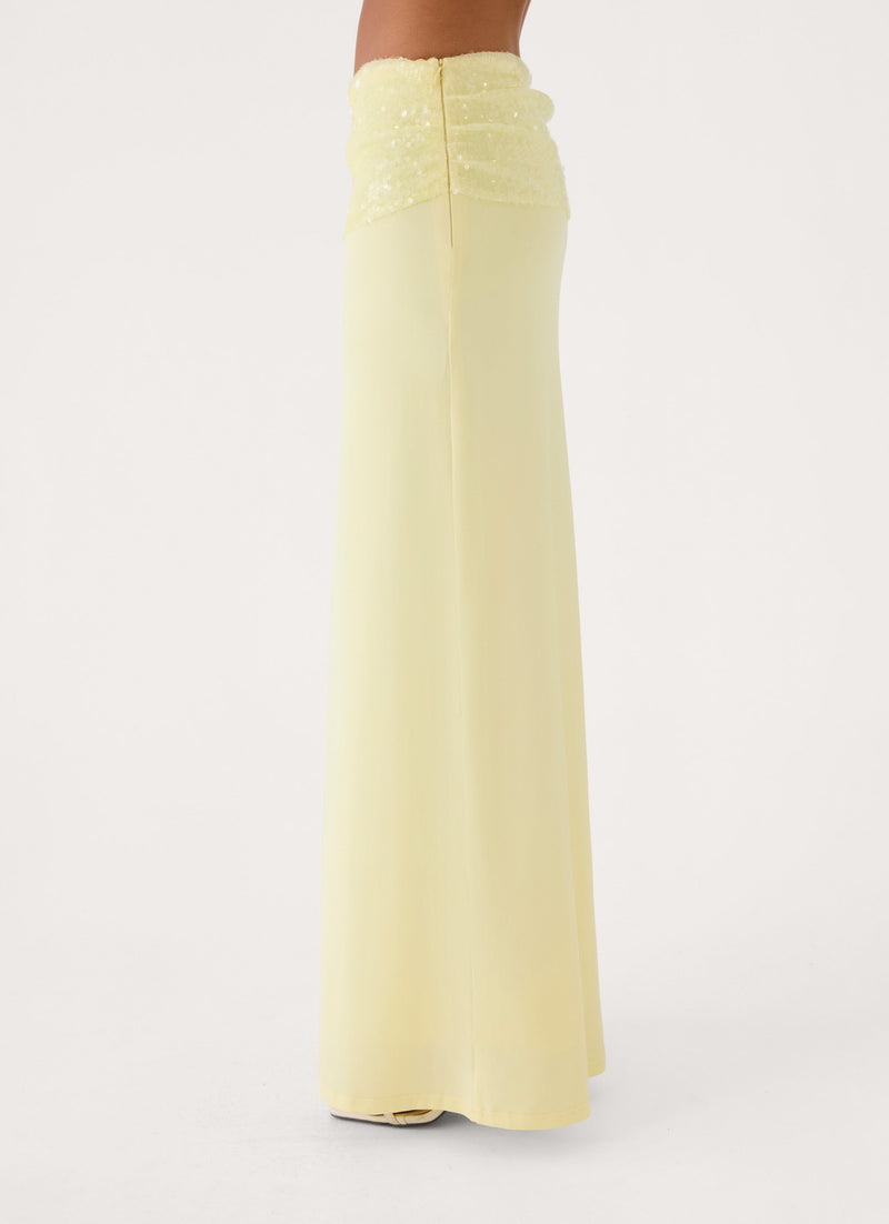 Tavina Sequin Maxi Skirt - Yellow