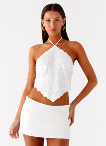 Tijana Beaded Halter Top - Ivory