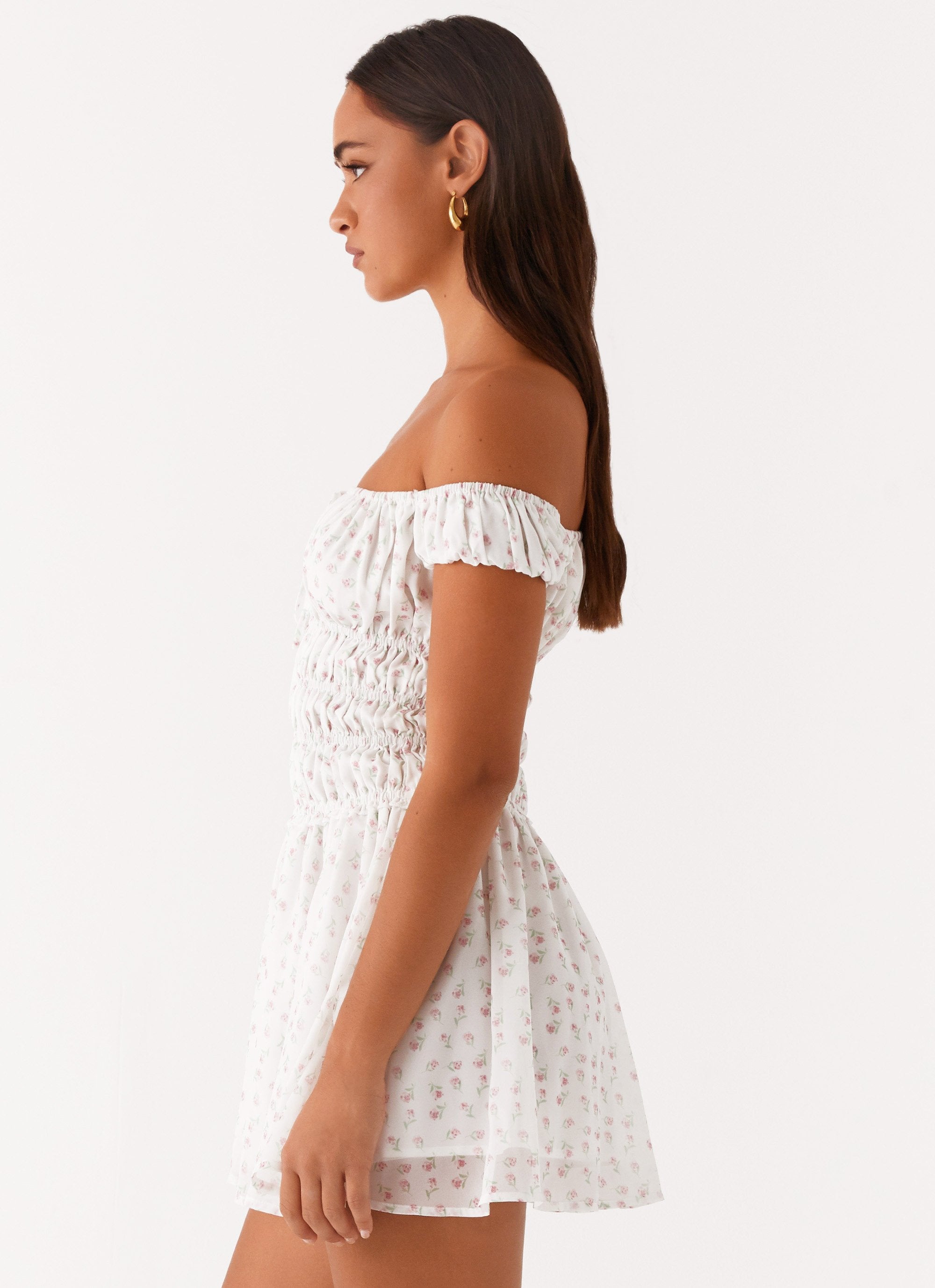 White floral short dress outlet