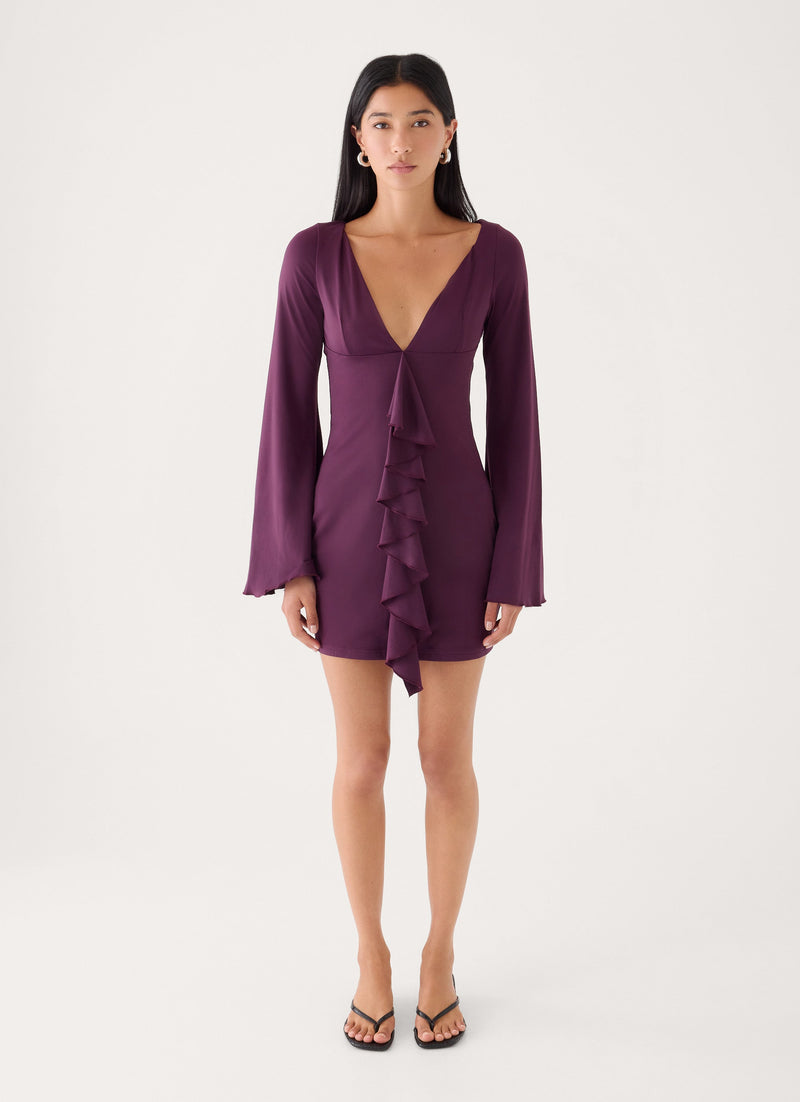 Velocity Jersey Mini Dress - Eggplant