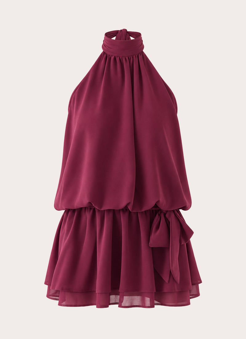Vira Halter Mini Dress - Plum
