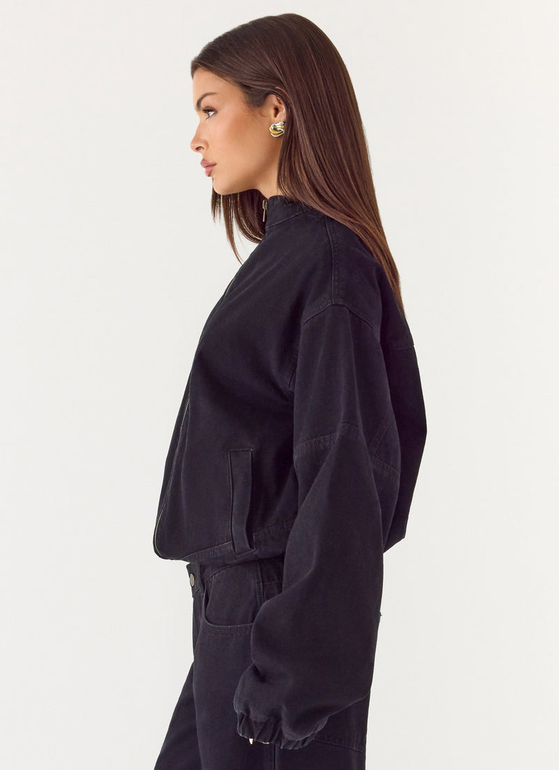 Waylon Denim Bomber Jacket - Black