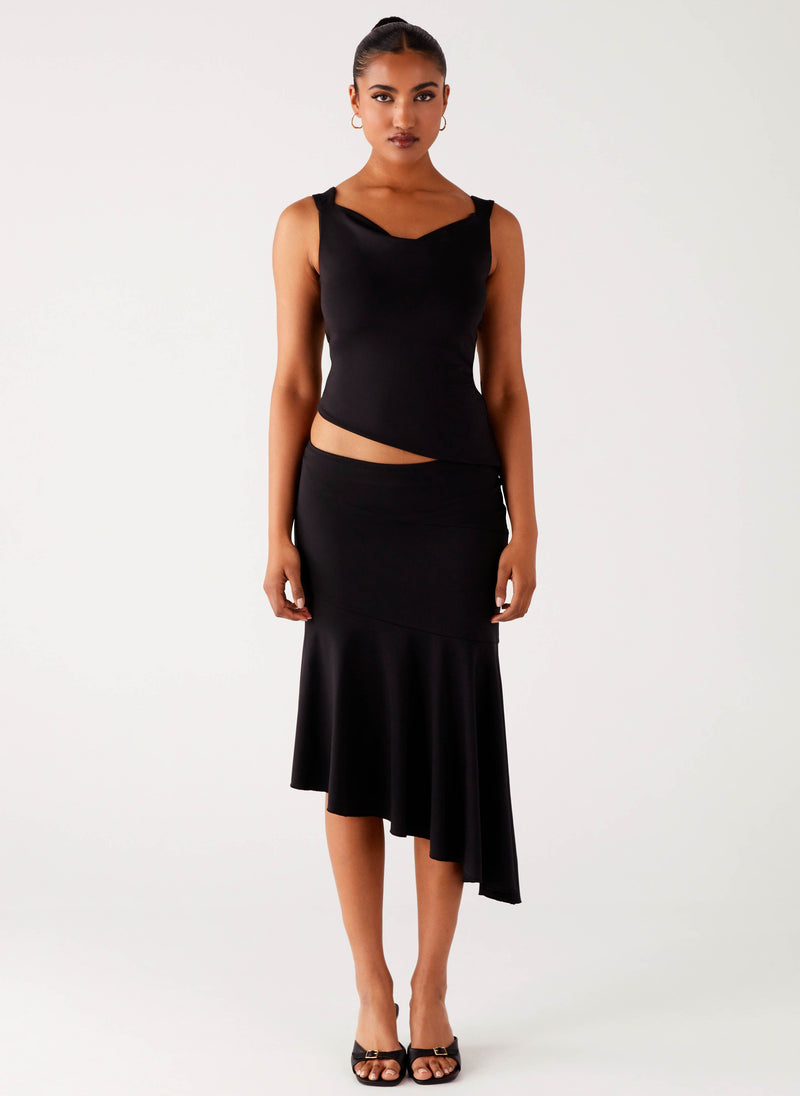 Wonderlust Cowl Top - Black