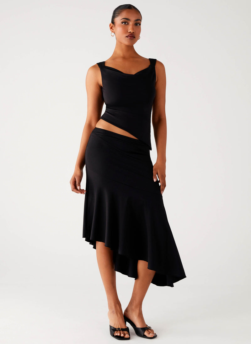 Wonderlust Cowl Top - Black