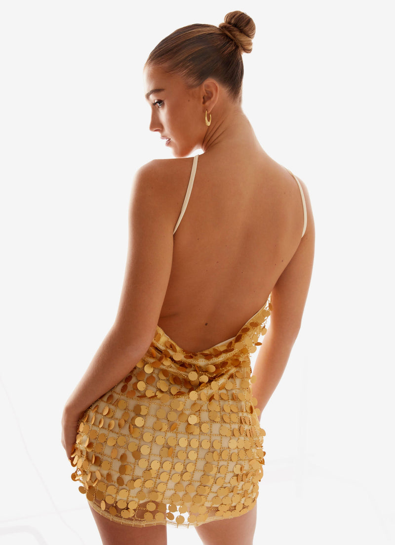 Xander Sequin Mini Dress - Gold