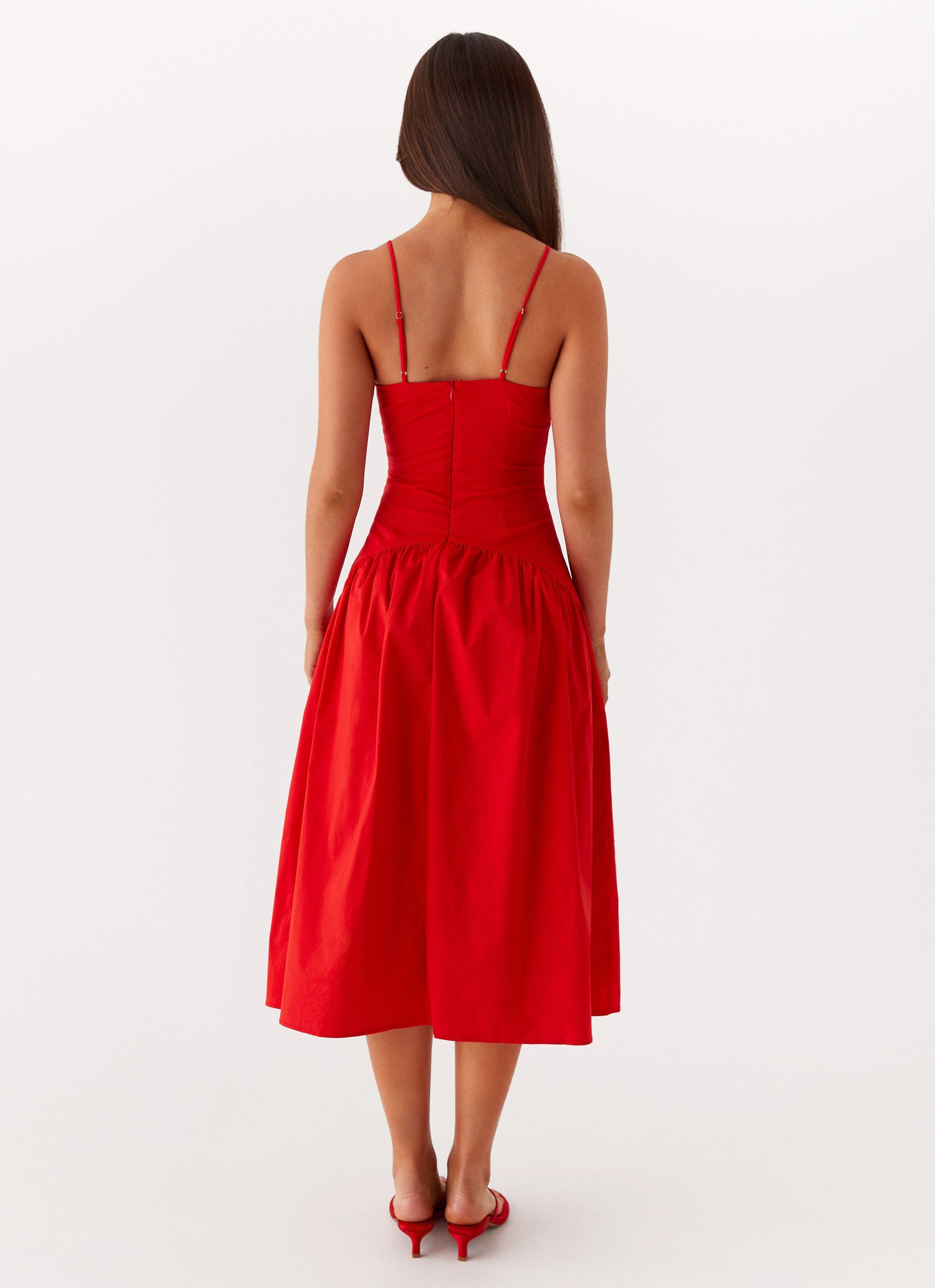 Yvette Corset Midi Dress Red