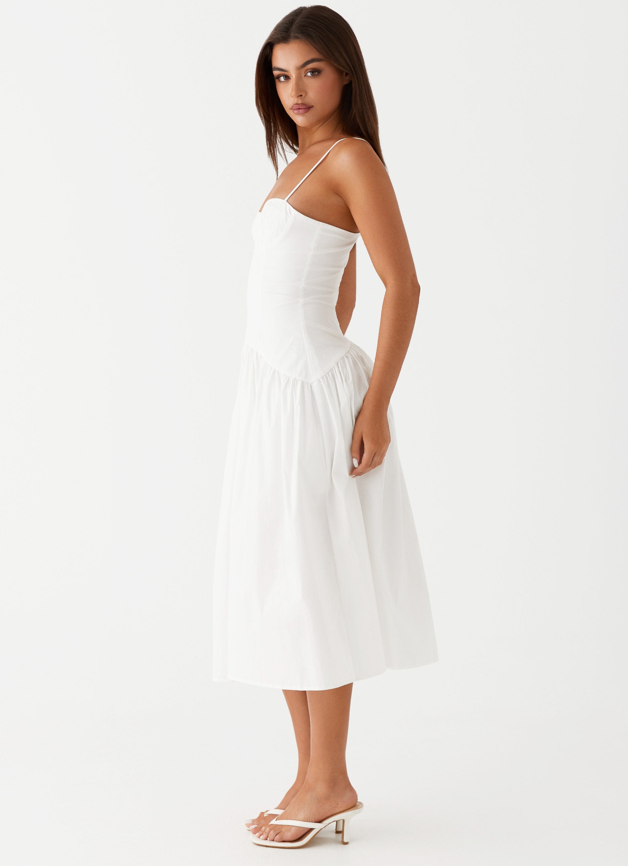 White dress midi length top