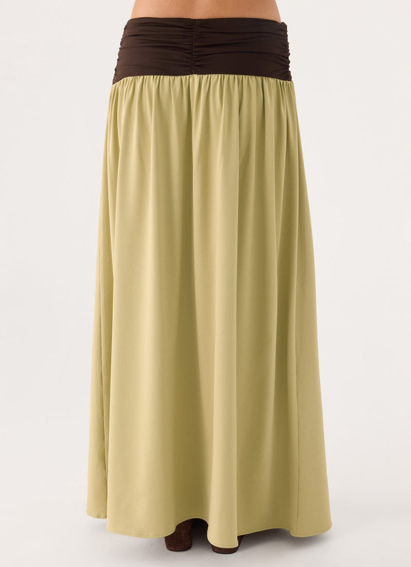 Zeraphine Gathered Maxi Skirt - Olive