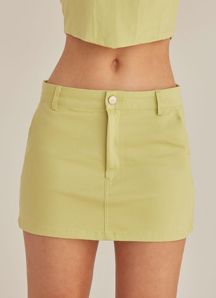 Feel The Sun Drill Mini Skirt - Sage - Peppermayo