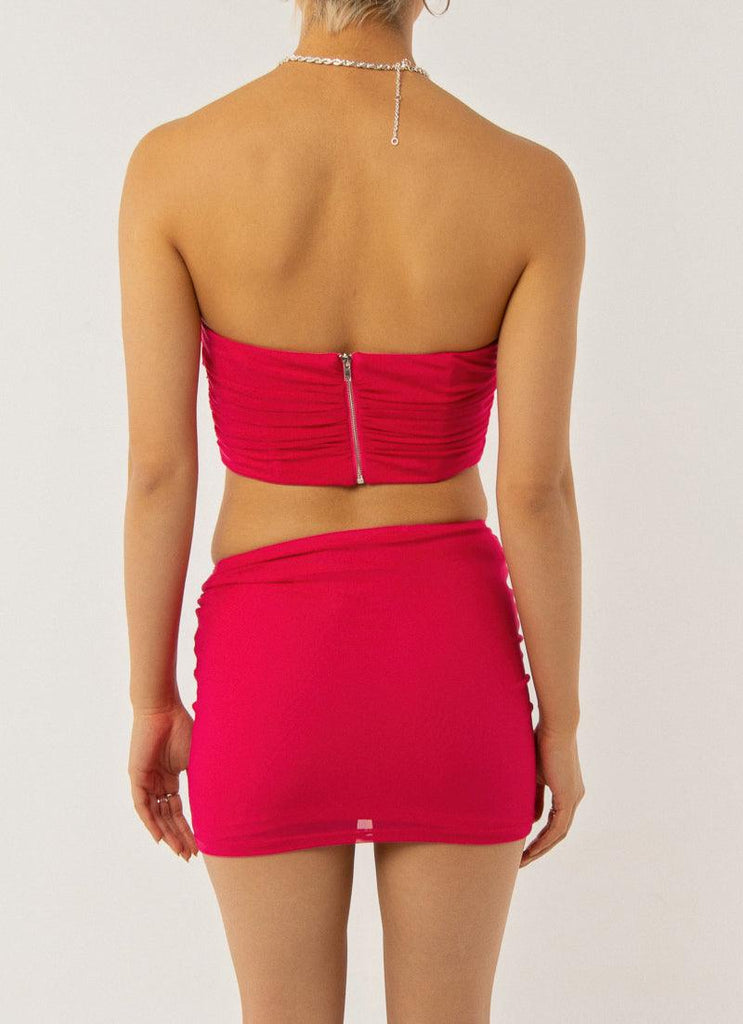 Hattie Mesh Mini Skirt - Magenta - Peppermayo