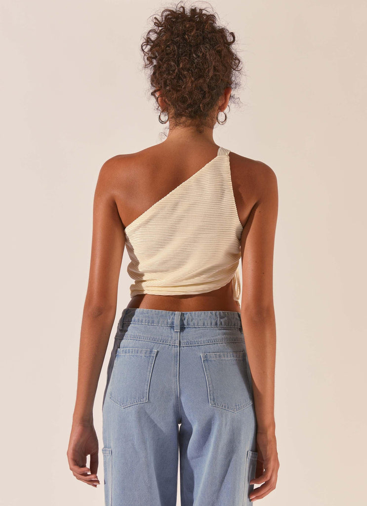 Make It Better Plisse Crop Top - Ivory - Peppermayo