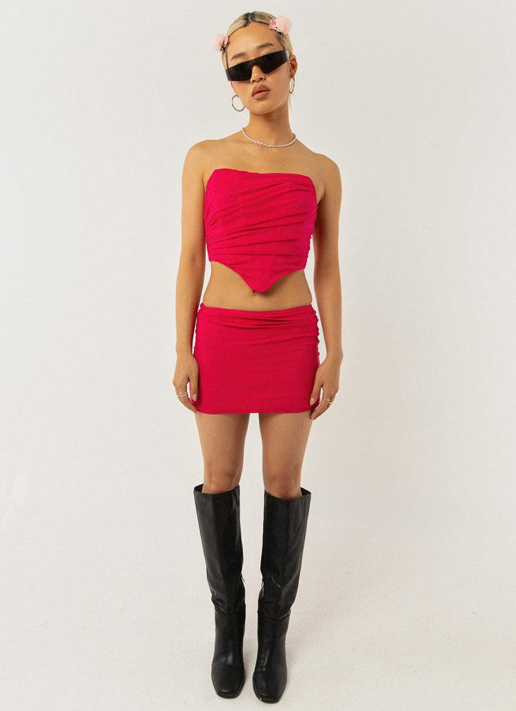 Hattie Mesh Mini Skirt - Magenta - Peppermayo