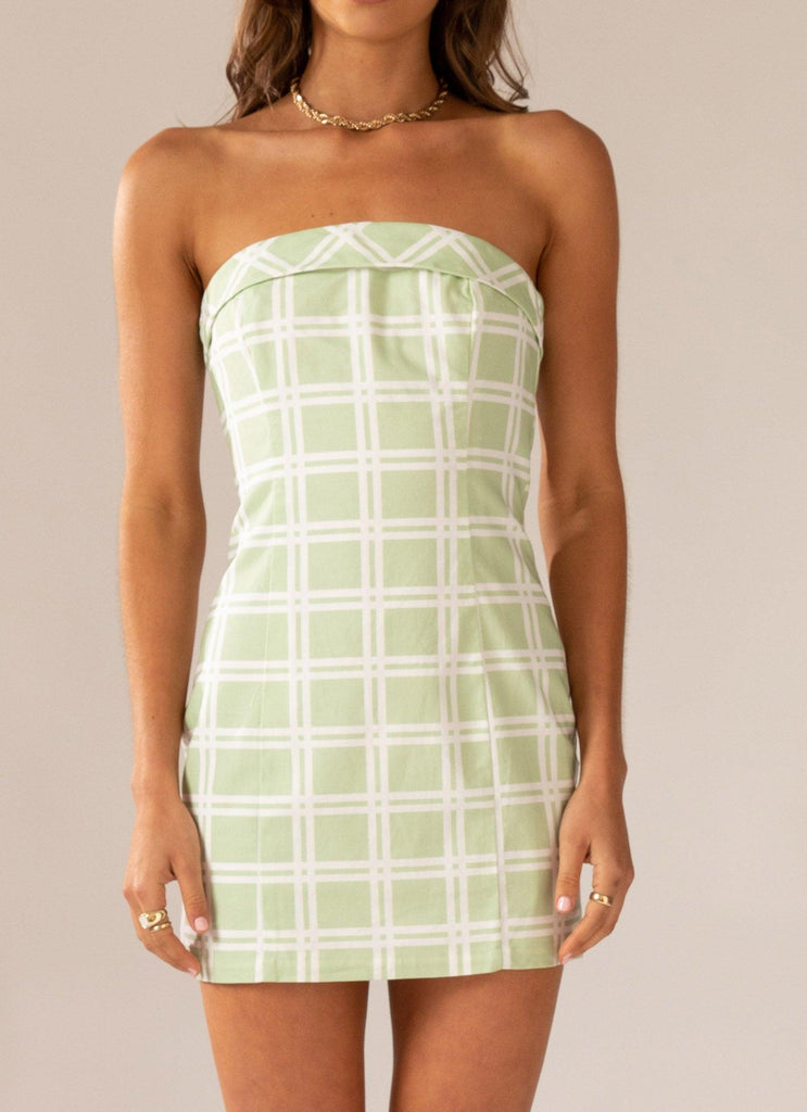 Love My Way Tube Dress - Sage Check - Peppermayo