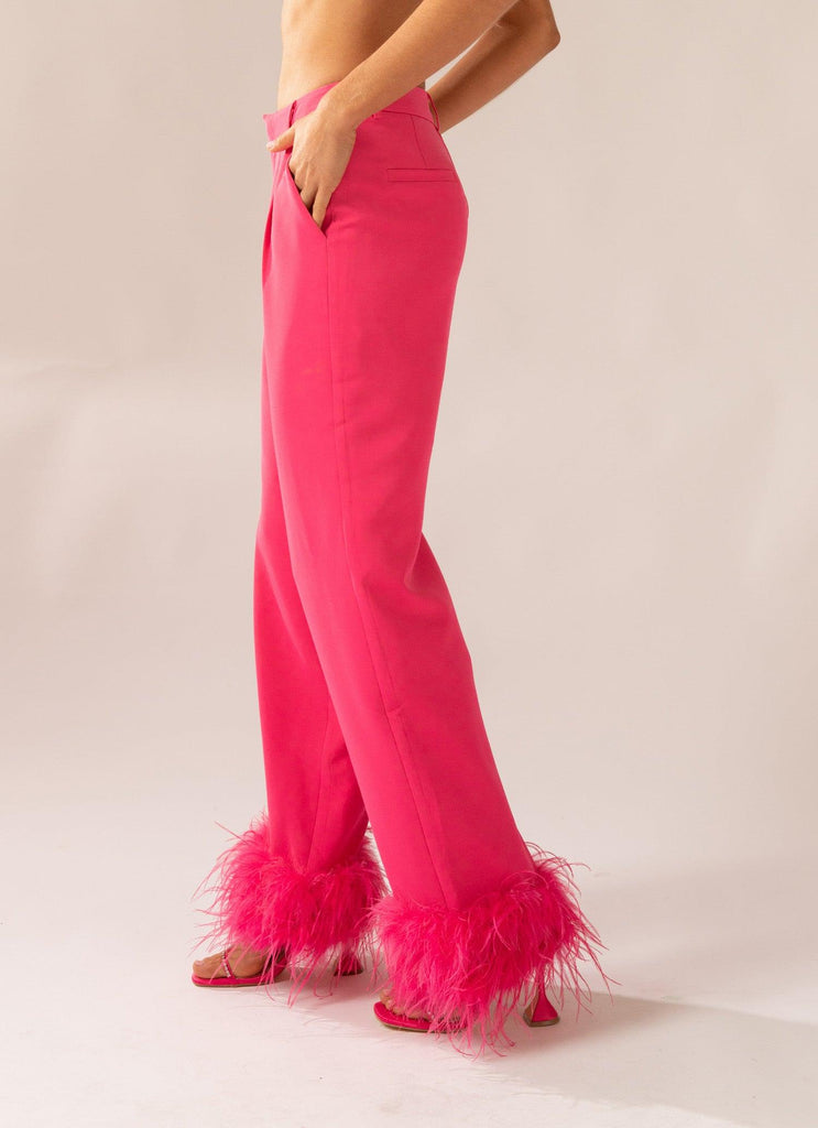 Shake It Off Feather Pants - Magenta - Peppermayo