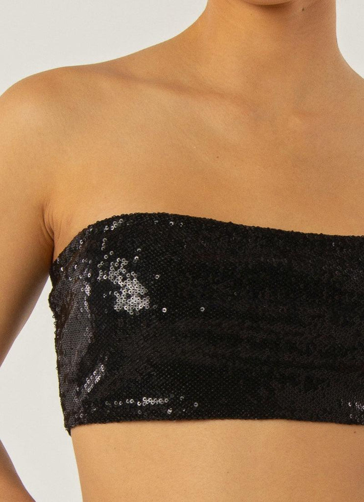 Emma Sequin Bustier - Black - Peppermayo