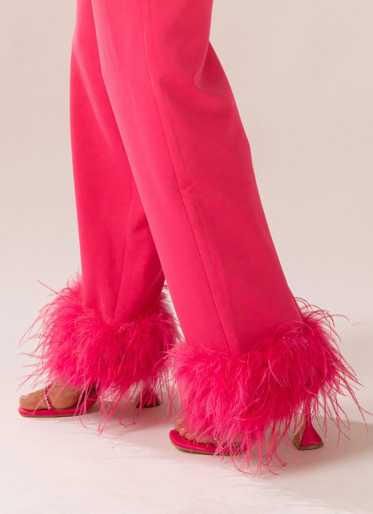 Shake It Off Feather Pants - Magenta - Peppermayo