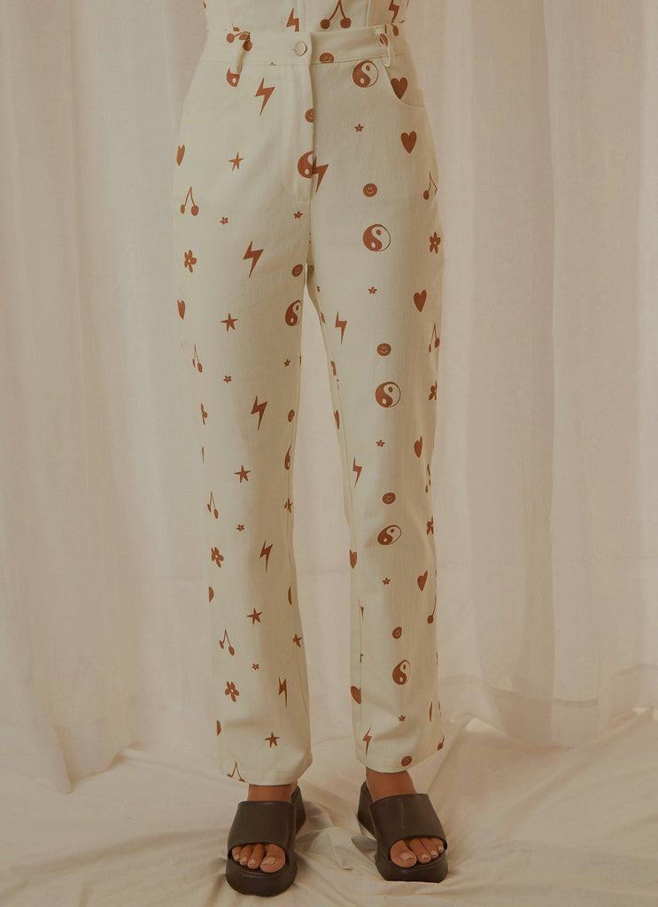 Slide Away Pants - Chocolate 90s Motif - Peppermayo