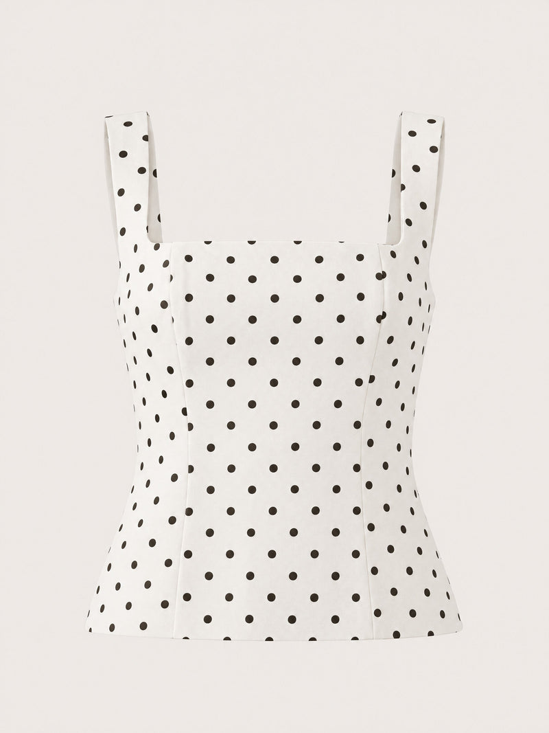 Aaliyah Bustier Top - Cream Polka Dot