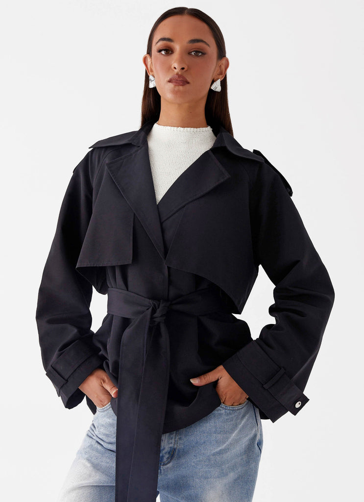 Ace Of Spades Cropped Trench Coat Black Peppermayo Canada