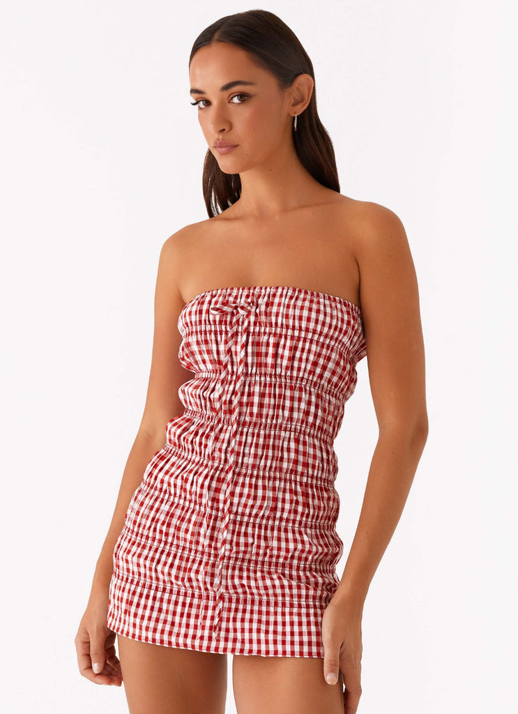 Adele Mini Dress - Red Gingham