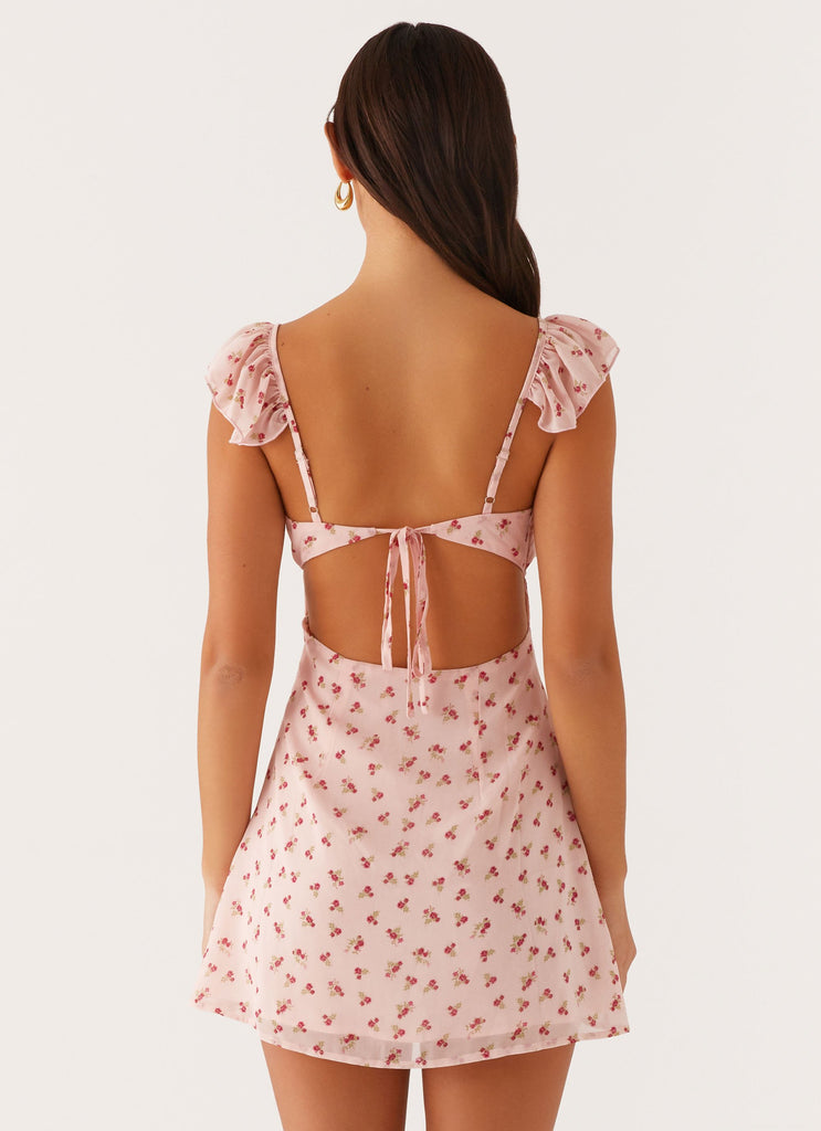 Adrina Ruffle Mini Dress - Pink Flower