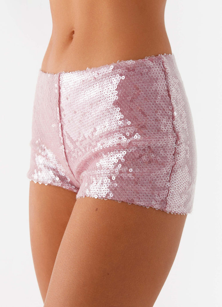 Pink glitter shorts sales