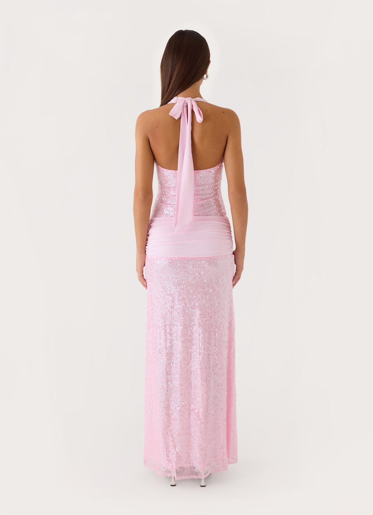 Alenya Sequin Halter Maxi Dress - Pink