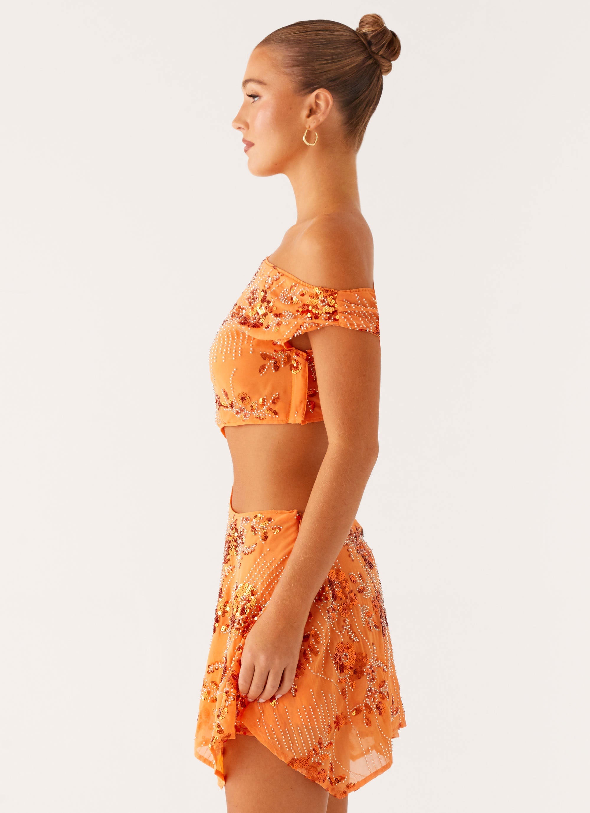 Top haut débardeur caraco bustier JUS D'ORANGE Orange sequins Top haut débardeur caraco bustier JUS D'ORANGE Orange sequins