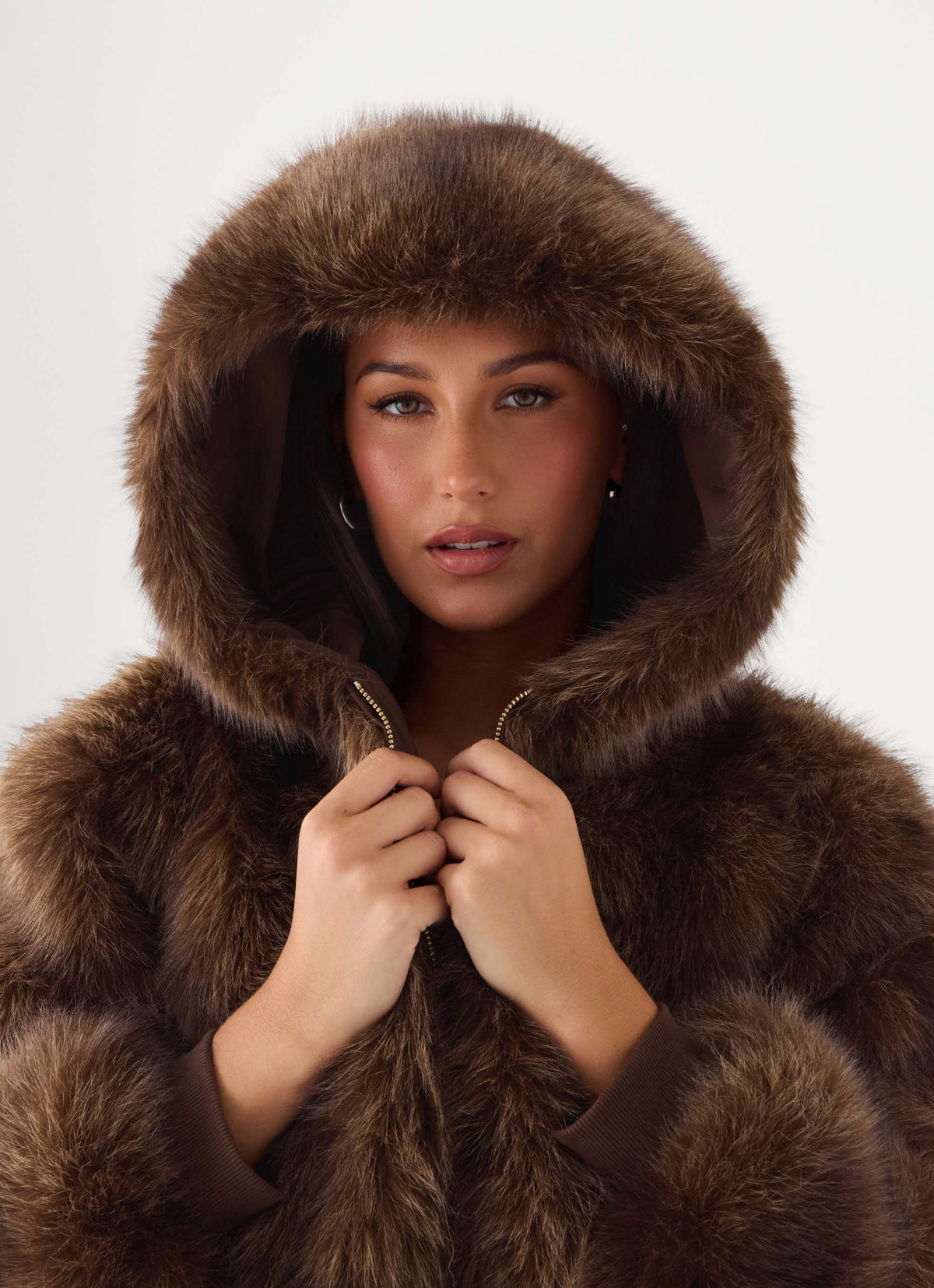 Alio Faux Fur Zip Jacket - Tan