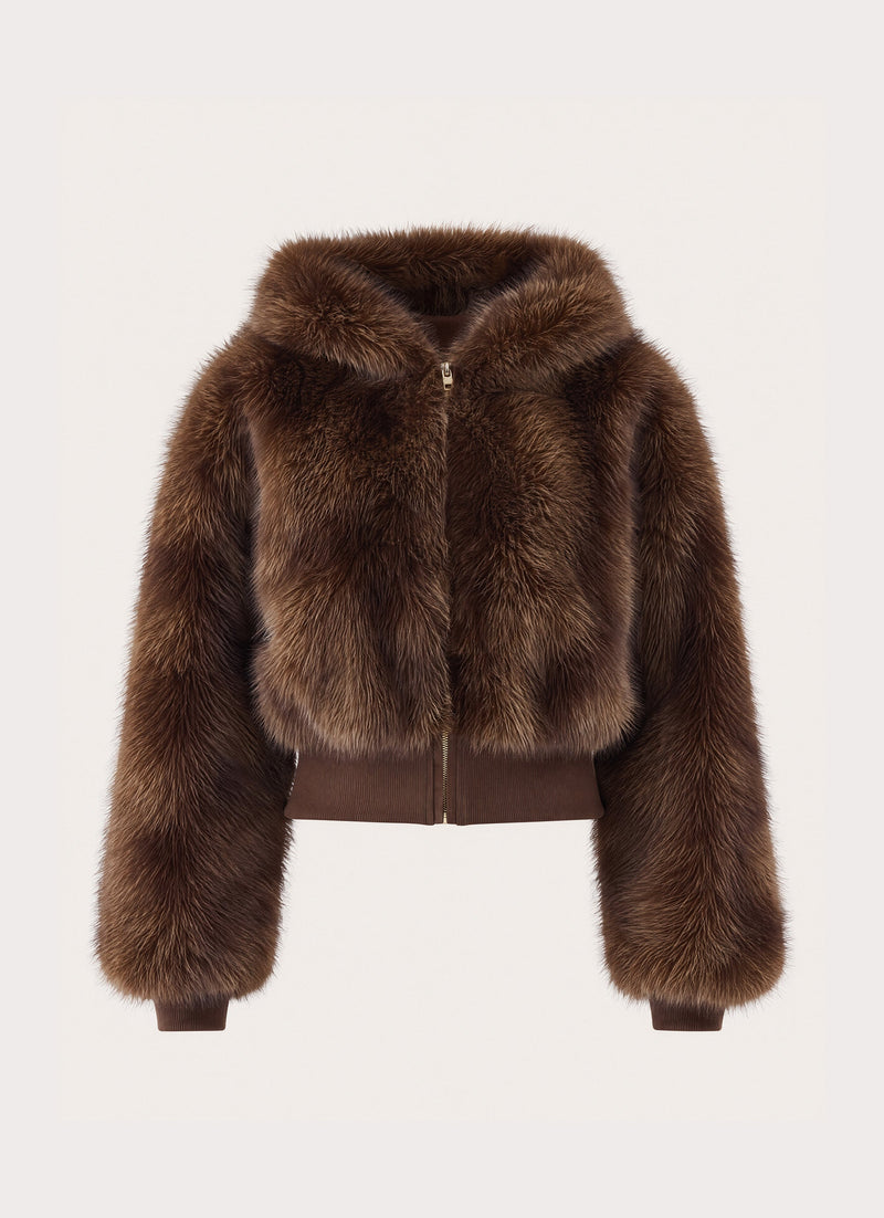 Alio Faux Fur Zip Jacket - Tan