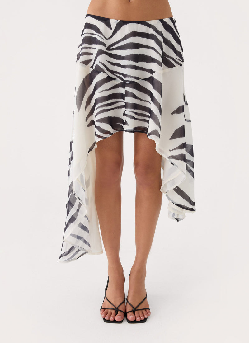 Amalina Asymmetric Midi Skirt - Zebra