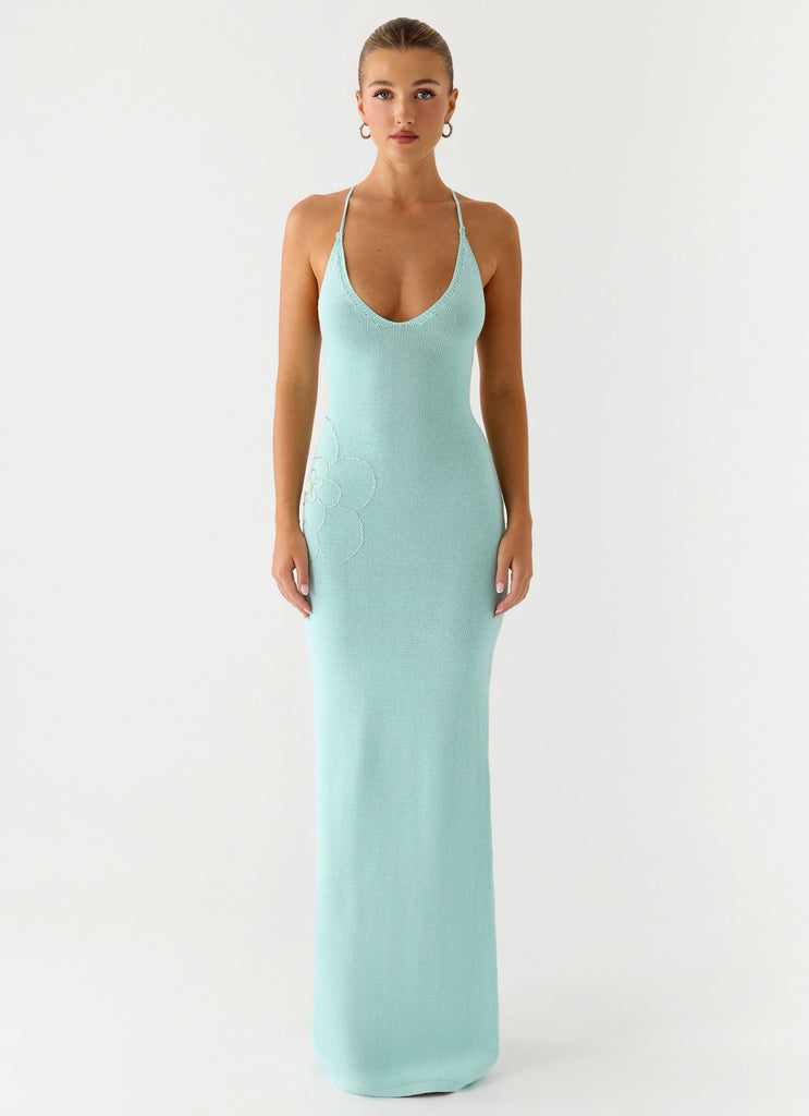 Amaya Knit Maxi Dress - Aqua