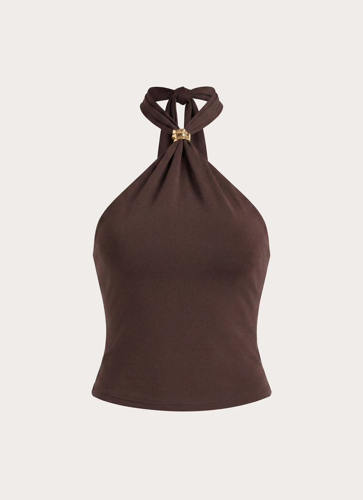 Amelina Halter Top - Chocolate