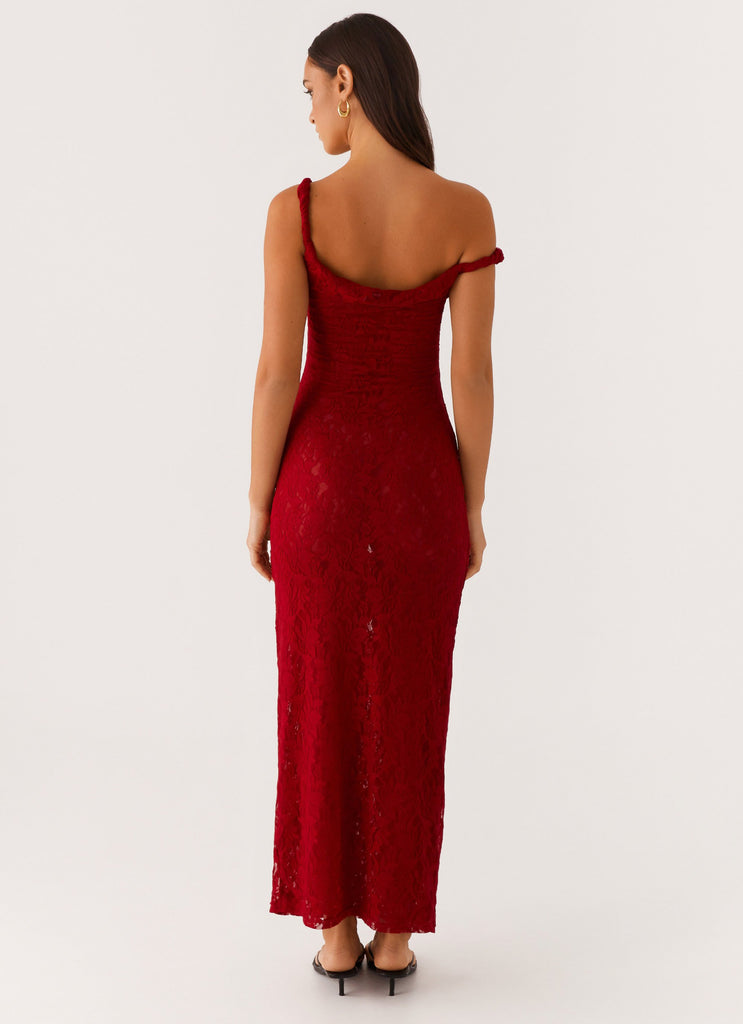 Arabella Twist Shoulder Maxi Dress - Maroon