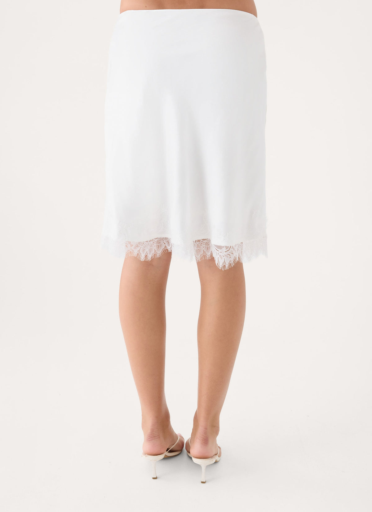 Argelia Lace Trim Midi Skirt - White