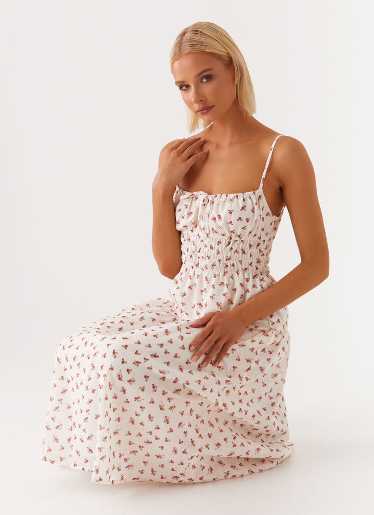 Arla Midi Dress - Red Ditsy Floral