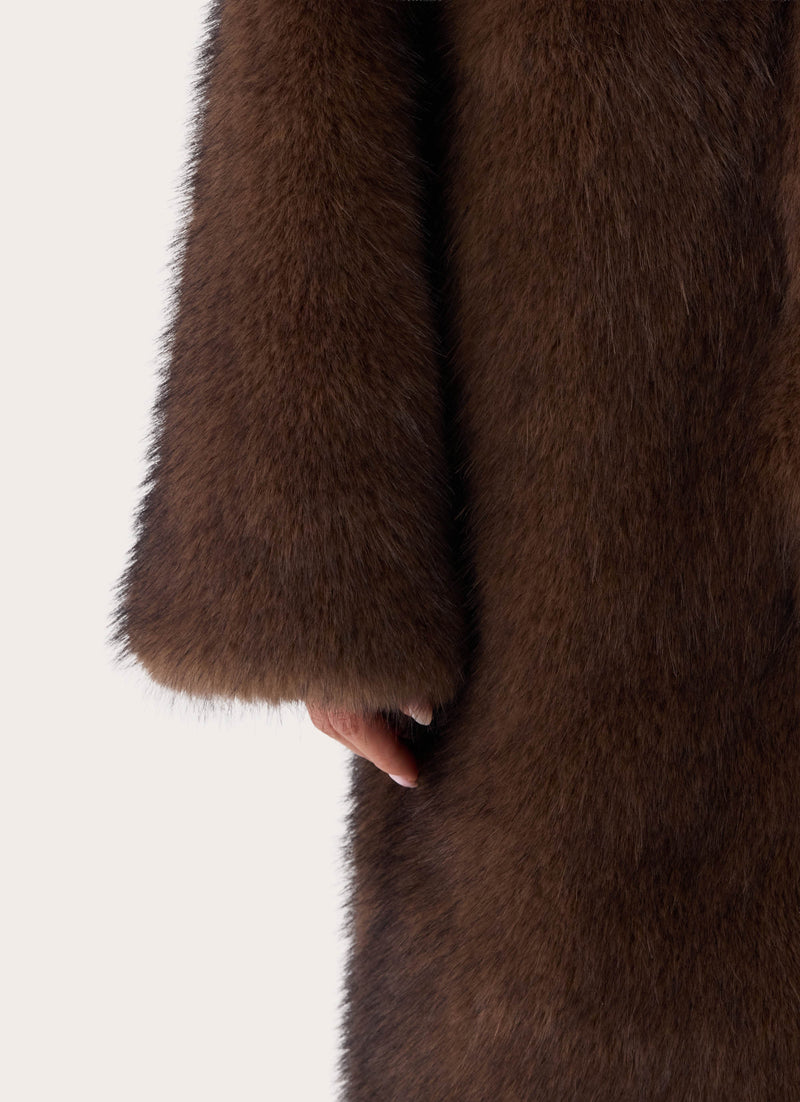 Aspen Avenue Faux Fur Coat - Chocolate