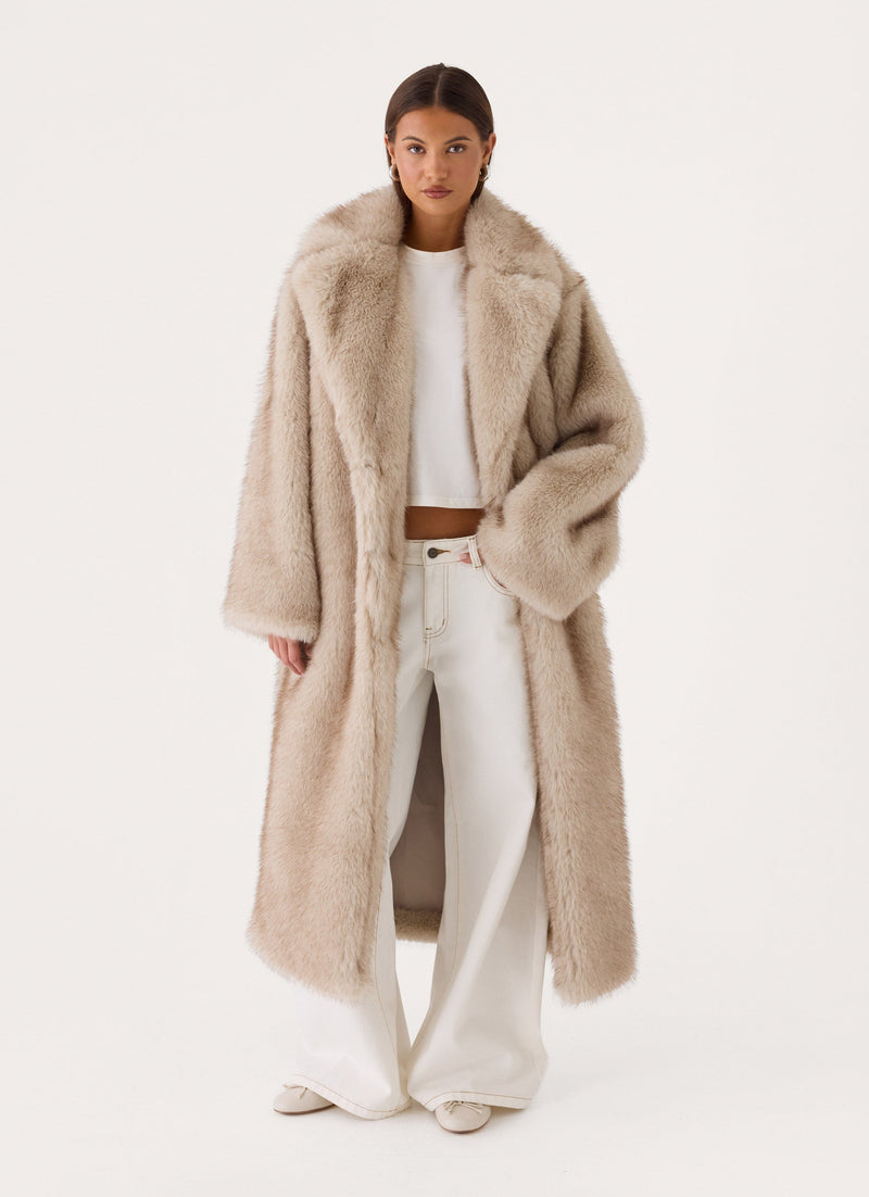 Aspen Avenue Faux Fur Coat - Natural