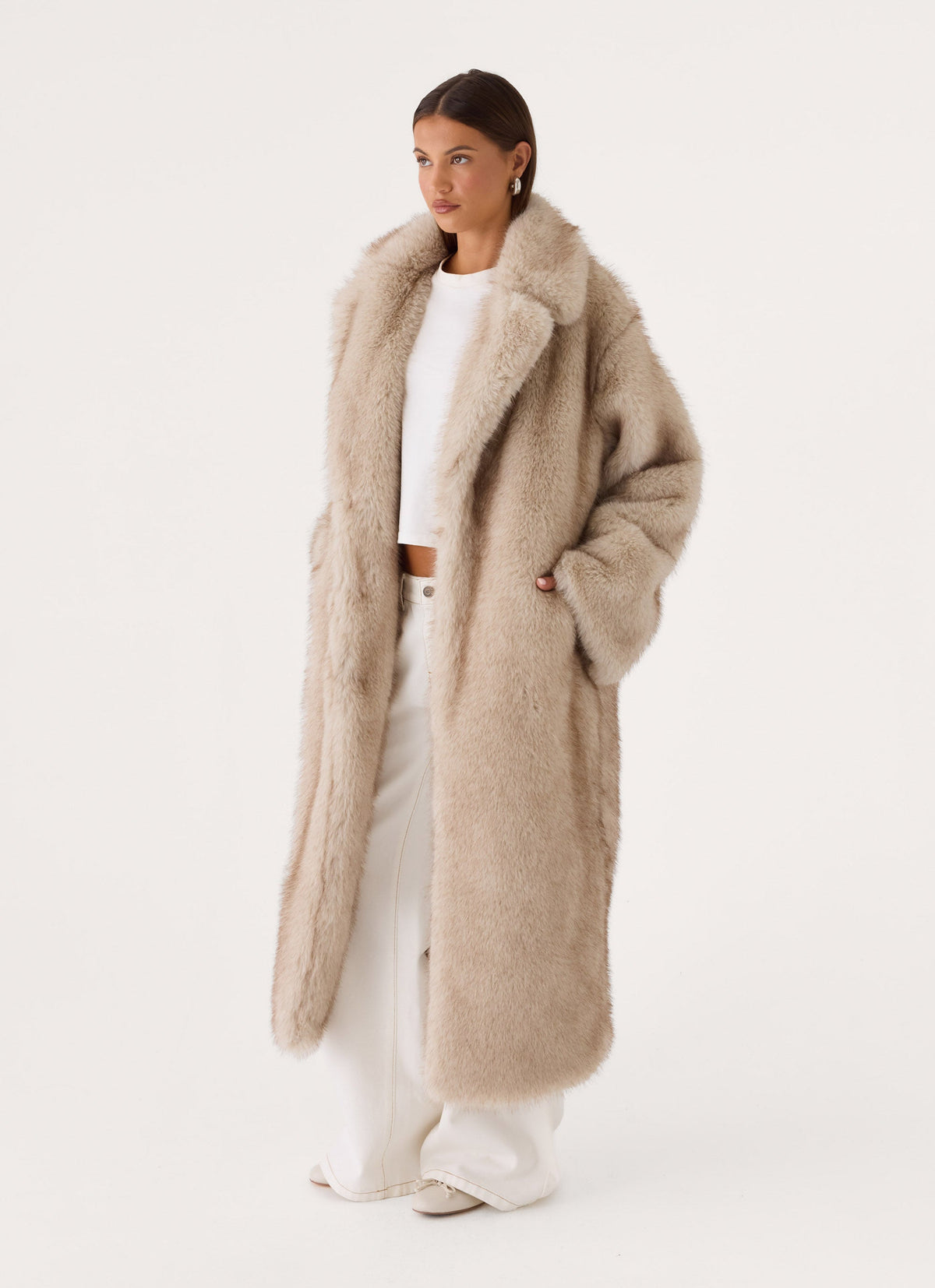 Aspen Avenue Faux Fur Coat - Natural