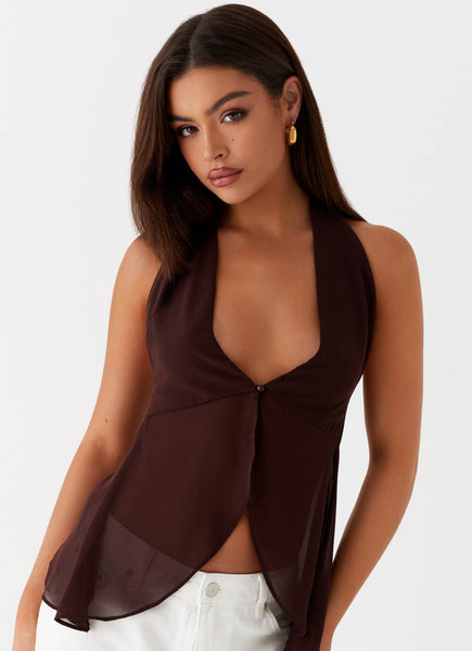 トップス melt the lady halterneck layered tops At Last Halterneck Top - Brown – Peppermayo Canada