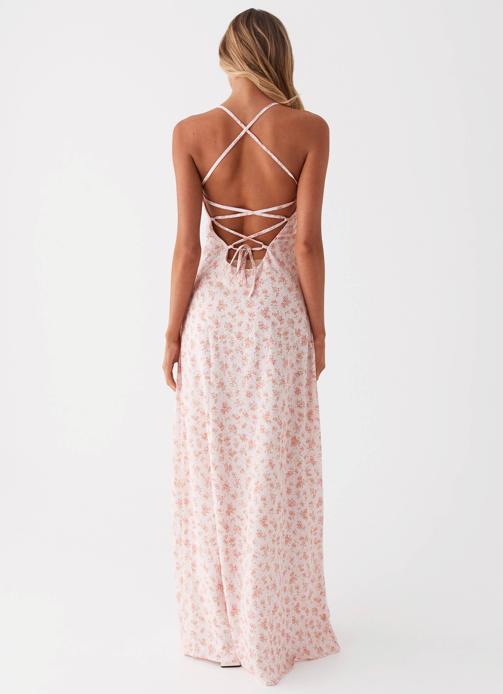 Aveline Bustier Maxi Dress Pink Ditsy Floral