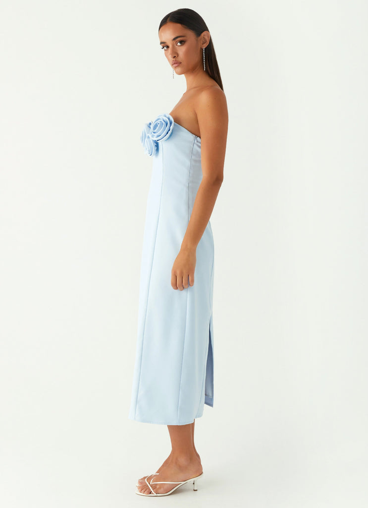 Robe mi-longue sans bretelles Patsie - Bleu