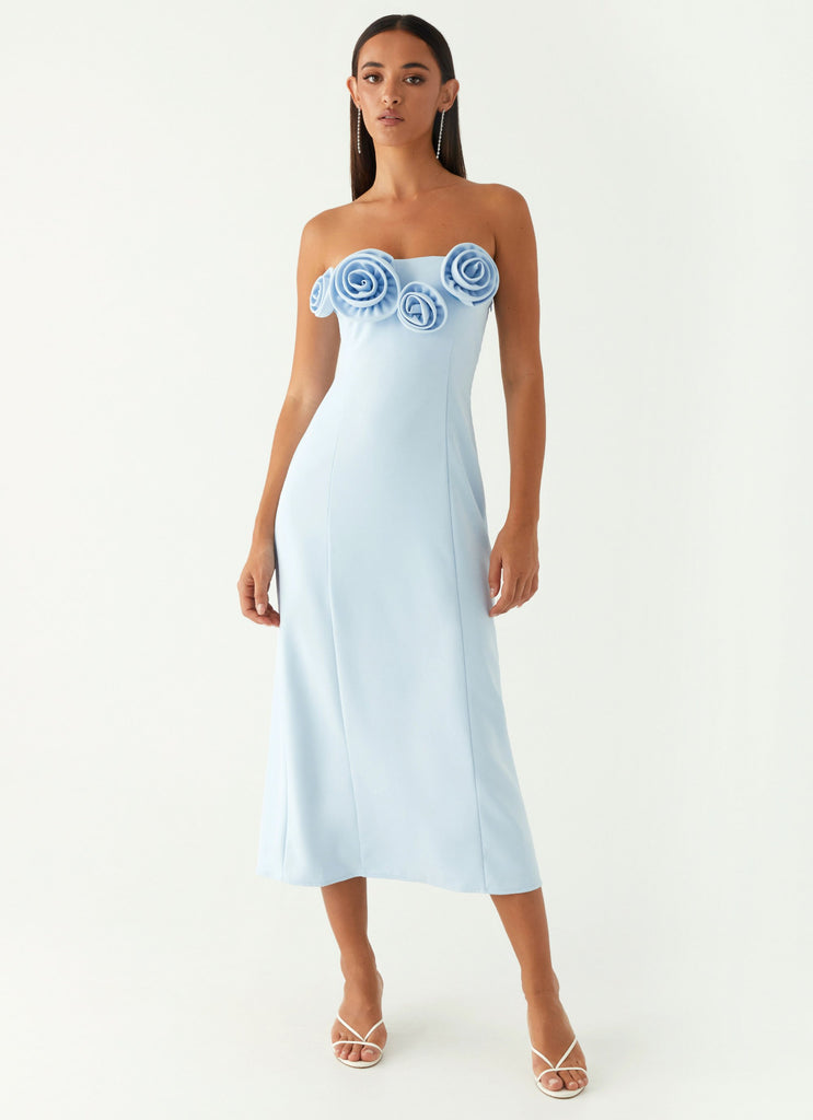 Robe mi-longue sans bretelles Patsie - Bleu